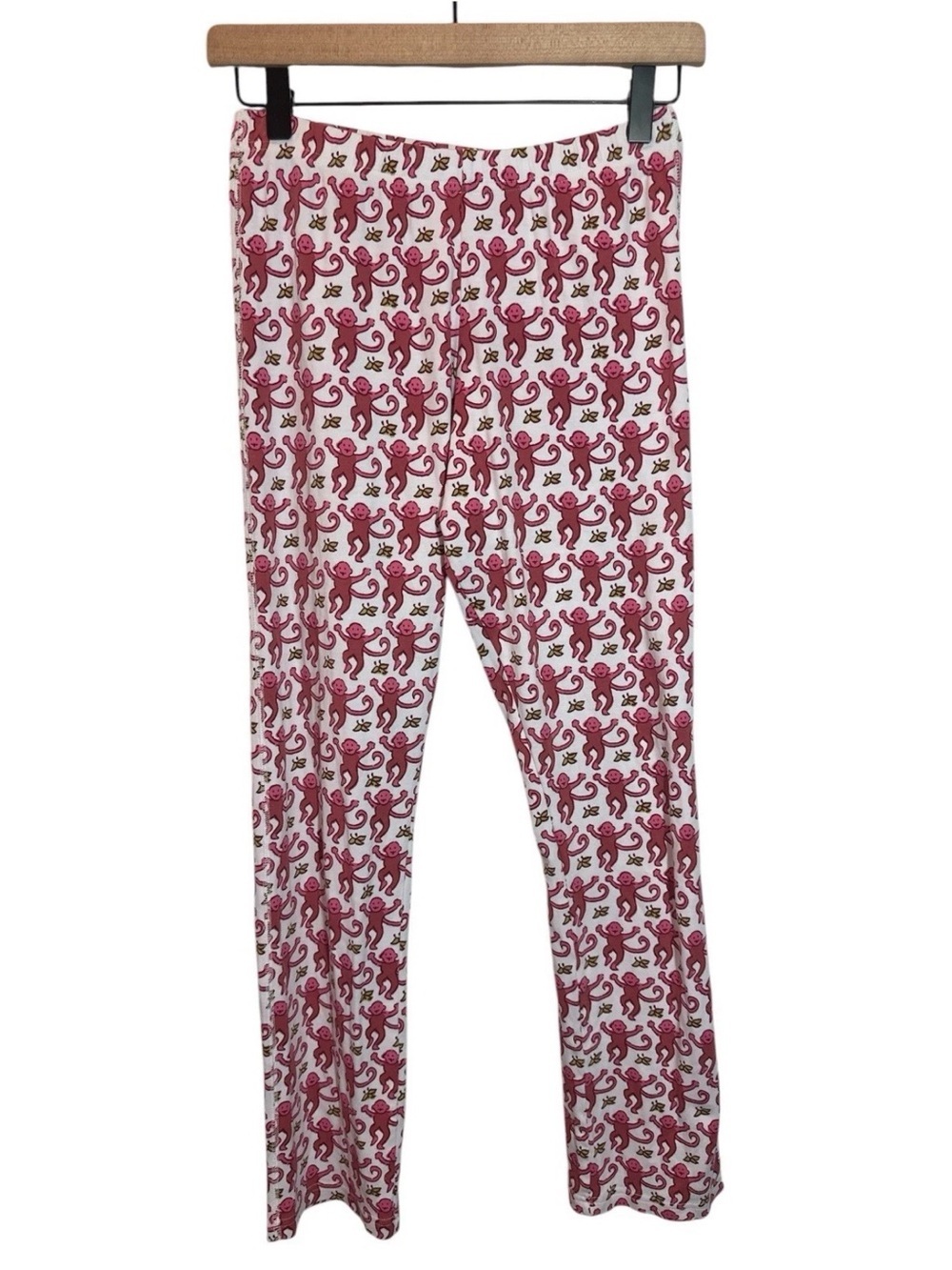 Roller Rabbit Ladies Pink Monkey Banana Pajama Pants Lounge Sleepwear Sz XSmall